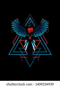 Murai Bird with sacred geometry pattern