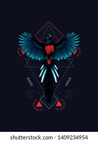 Murai Bird with sacred geometry pattern