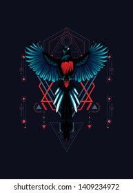 Murai Bird with sacred geometry pattern
