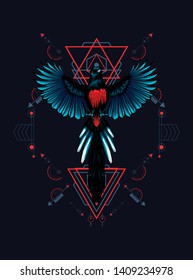 Murai Bird with sacred geometry pattern