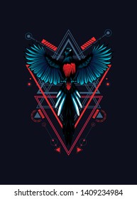 Murai Bird with sacred geometry pattern