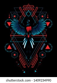 Murai Bird with sacred geometry pattern