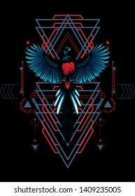 Murai Bird with sacred geometry pattern