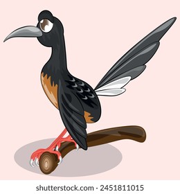 muraicute cartoon rock magpie bird vector