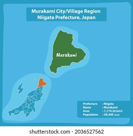 Murakami City Village Region Niigata Prefecture Map, Japan