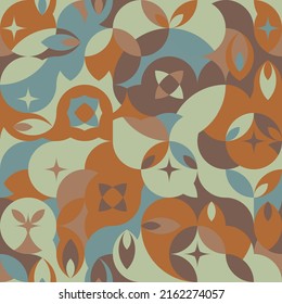 Mural geometry minimalistic artwork. Poster with simple shapes and figures. Abstract seamless pattern design in Scandinavian style for, web banner, prints on fabric, wallpaper. Vector background