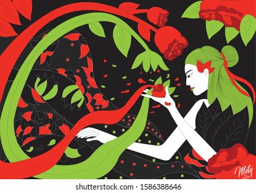 MURAL GREEN HAIR GIRL VECTOR