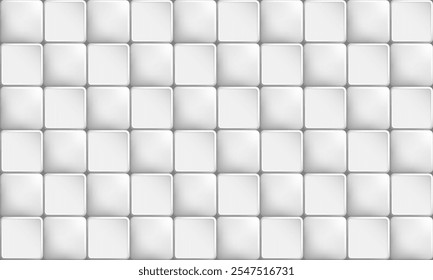 Mural metal sections grey colored tile buttons with rounded corners. Steel copy space for design of web pages and interface. 3D vector background