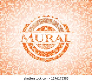 Mural orange mosaic emblem