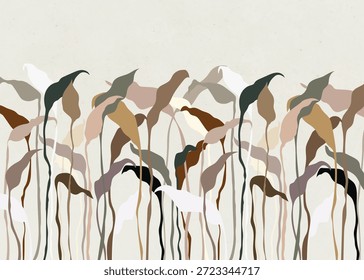 Murais Abstrato cor cheia Folha Forma Cinza fundo para parede