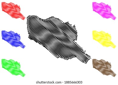 Muranga County (Republic of Kenya, Central Province) map vector illustration, scribble sketch Murang'a map