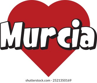 Murcia city ​​text with red heart suitable for logo or design