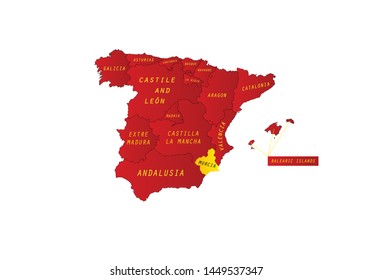 Murcia Community outline map Spain region country state