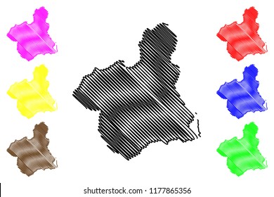Murcia (Kingdom of Spain, Autonomous community) map vector illustration, scribble sketch Murcia map