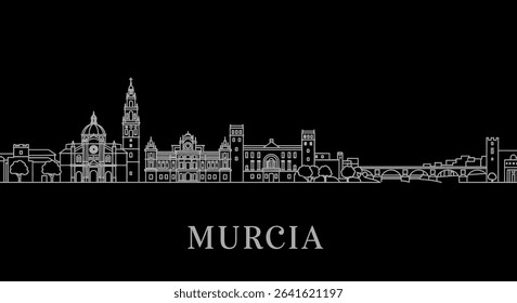 Murcia Skyline Outline Minimalist City.