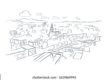 Murcia Spain Europe vector sketch city illustration line art