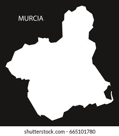 Murcia Spain map black inverted silhouette illustration