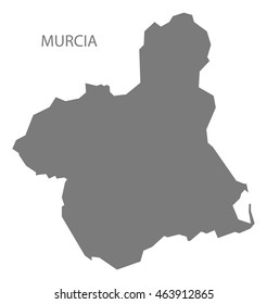 Murcia Spain Map in grey