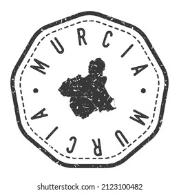 Murcia, Spain Map Stamp Retro Postmark. Silhouette Postal Passport. Seal Round Vector Icon. Badge Vintage Postage Design.