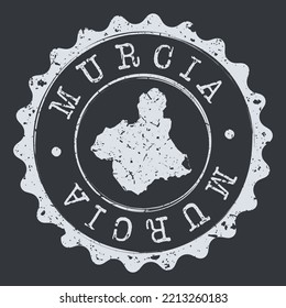 Murcia, Spain Silhouette Postal Passport. Stamp Round Vector Icon Map. Design Travel Postmark. 