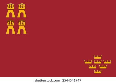 A bandeira de Múrcia simboliza sua rica história e patrimônio cultural. Esta comunidade autônoma do sudeste espanhol é conhecida por suas paisagens mediterrânicas, patrimônio e tradições vibrantes