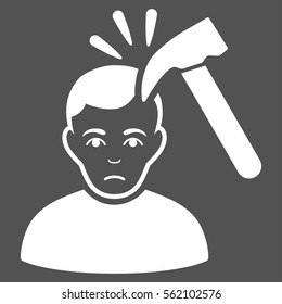 Murder With Hammer vector icon. Flat white symbol. Pictogram is isolated on a gray background. Designed for web and software interfaces.