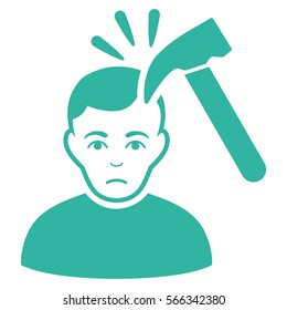 Murder With Hammer vector icon. Flat cyan symbol. Pictogram is isolated on a white background. Designed for web and software interfaces.