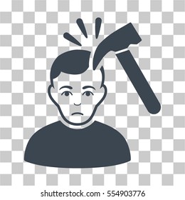 Murder With Hammer vector icon. Illustration style is flat iconic smooth blue symbol on a chess transparent background.