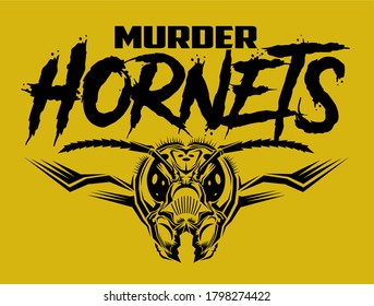 murder hornets sports team design with mascot head for school, college or league