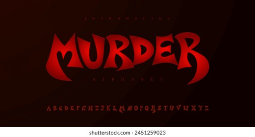 Murder horror halloween Font Uppercase Lowercase and Number. Spooky Lettering Minimal Fashion Designs. Typography modern serif fonts regular decorative vintage concept. vector illustration