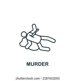 Murder Icon. Monochrome Simple Line Crime Icon For Templates, Web Design And Infographics