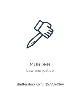 Murder icon. Thin linear murder outline icon isolated on white background from law and justice collection. Line vector sign, symbol for web and mobile