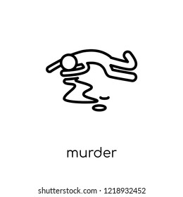 murder icon. Trendy modern flat linear vector murder icon on white background from thin line law and justice collection, editable outline stroke vector illustration