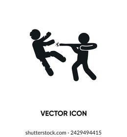 Icono del vector del asesinato . Ilustración de vector plana moderna y simple para sitio web o aplicación móvil. Persona matando a otros con un símbolo de brazo, ilustración de logotipo. Pixel gráficos vectoriales perfectos	