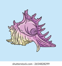Murex Seashell on Light Blue Background Illustration