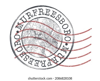 Murfreesboro, TN, USA Stamp Map Postal. Silhouette Seal Roads and Streets. Passport Round Design. Vector Icon. Design Retro Travel National Symbol.