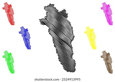 Muri District (Suíça, Confederação Suíça, Cantão de Argau) mapa ilustração vetor, esboço de rabisco Bezirk Muri mapa