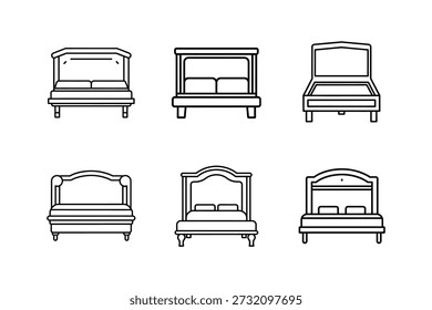 murphy bed line art vector illustration isolated
