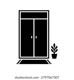 Murphy Bed Silhouette Icon for Space Saving Furniture