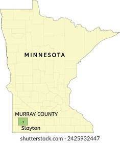 Ubicación en el mapa del estado de Minnesota de Murray County y la ciudad de Slayton