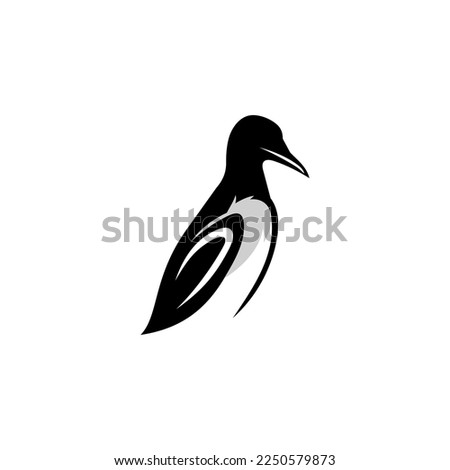 Murre logo design icon. Thick-billed Murre logo design inspiration. Murre animal logo design template. Animal symbol logotype. Murre symbol silhouette.