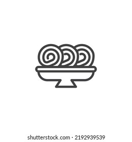 Murukku Snack-Linie Symbol. lineares Stilzeichen für mobiles Konzept und Webdesign. Indisches Murukku-Umriss-Vektorsymbol. Symbol, Logo-Abbildung. Vektorgrafik