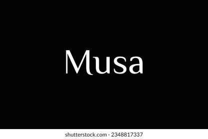 Musa - Muslim name - Islamic name - beautiful font style - vector names in White Color on Black Background