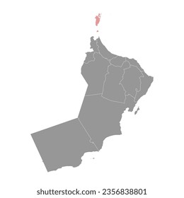 Musandam Governorate map, administrative division of Oman. Vector illustration.