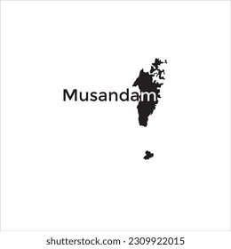 Musandam map and black lettering design on white background