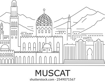 Muscat City Line Draw Free Vector