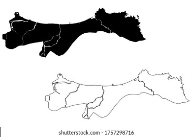 Muscat City (Sultanate of Oman) map vector illustration, scribble sketch City of Muscat map