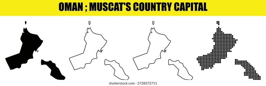 Conjunto de ilustración de mapa de Muscat formas geométricas y mapa de patrón de semitono de país de Oriente Medio nación árabe activo gráfico perfecto para impresión de Diseño web o presentaciones mapa colección de Vector