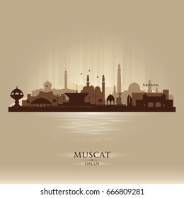 Muscat Oman City Skyline Vector Silhouette Illustration