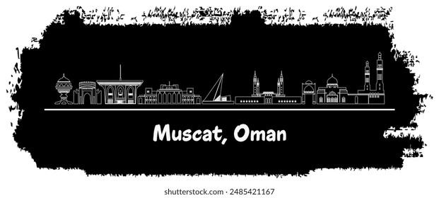 Muscat Oman Skyline in Artistic Black Brush Style